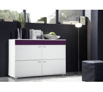 Cama sideboard LOGO II BLACK 120/42/78 white/violet gloss