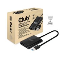 CLUB 3D CSV-1477 USB 3.2 Gen1 Type A to 2x DisplayPort™1.2 Dual Monitor 4K60Hz DisplayLink Video Splitter