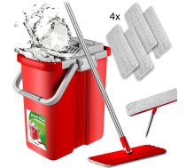 GreenBlue GB850 Maxiclean Flat Mop + Bucket Set, with Squeezer and Four Pieces of Microfiber Pad HQ