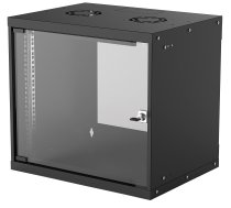 Intellinet Network Cabinet, Wall Mount (Basic), 9U, 400mm Deep, Black, Flatpack, Max 50kg, Glass Door, 19", Parts for wall installation not included, Three Year Warranty