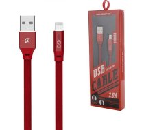 USB CABLE IPHONE 2.0A SOMOSTEL RED 2400mAh QUICK CHARGER QC 3.0 1M POWERLINE SMS-BW04 LIGHTNING - FLAT TEXTILE BRAID + LED + AUTO POWER OFF SYSTEM