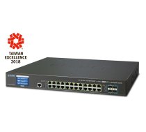 PLANET L2+/L4 24-Port 10/100/1000T Managed L3 Gigabit Ethernet (10/100/1000) 1.25U Black