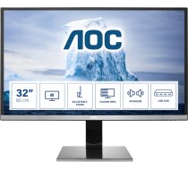 AOC 77 Series U3277PWQU computer monitor 81.3 cm (32") 3840 x 2160 pixels 4K Ultra HD LCD Black, Silver