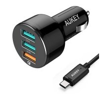 AUKEY CC-T11 mobile device charger Auto Black 3xUSB Quick Charge 3.0 7.8A 42W