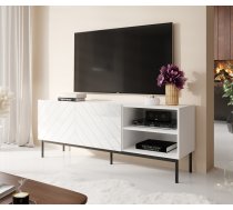 ABETO RTV cabinet on black steel frame 150x42x60 cm white/gloss white