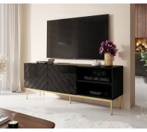 ABETO RTV cabinet on golden steel frame 150x42x60 black/gloss black