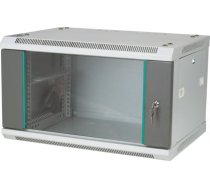 Alantec 19" 4U 600x450 wall-mounted rack cabinet, uninterrupted, single-winged glass door, solid rear panel, lockable side panels, grey