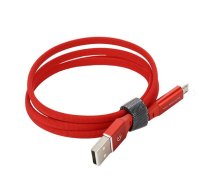USB TYPE-C 2.0A CABLE RED SOMOSTEL 2400mAh QUICK CHARGER QC 3.0 1M POWERLINE SMS-BW04 BLACK USB-C - FLAT TEXTILE BRAID + DIIODA LED + AUTO POWER OFF SYSTEM