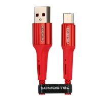 USB CABLE MICRO USB 3.6A RED SOMOSTEL 3600mAh SBW06BL QUICK CHARGER QC 3.0 1M POWERLINE SMS-BW06 - TEXTILE BRAID