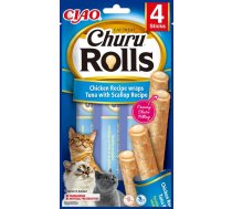 INABA Churu Rolls Chicken recipe wraps Tuna with scallop recipe - cat treats - 4x10 g