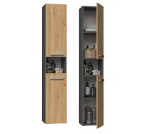 Topeshop NEL I ANT/ART bathroom storage cabinet Graphite, Oak