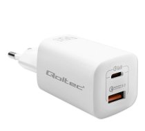 Qoltec 50765 mobile device charger Laptop, Portable gaming console, Power bank, Smartphone, Smartwatch, Tablet White AC Fast charging Indoor