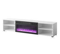 RTV cabinet POLO 180x33x39 white + fireplace black