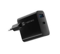 NATEC RIBERA GAN CHARGER 1x USB-A + 1x USB-C 45W BLACK