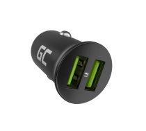 Green Cell GC CADM-GC-36AA - USB-Ladegeraet 36 W 2x USB-A schwarz Flashlight, GPS, Headphones, Mobile phone, Navigator, Other, Portable speaker, Power bank, Smartphone, Smartwatch, Tablet, Telephone, Universal Black Cigar lighter Fast charging Auto, Indoo