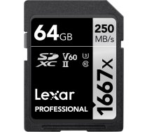 Lexar Pro 1667X SDXC UHS-II U3 (V60) R250/W120 64GB