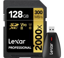 Lexar Pro 2000X SDHC/SDXC UHS-II U3(V90) R300/W260 128GB - incl FOC cardreader/LRW450 (BLACK FRIDAY)