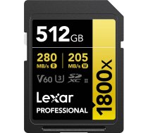 Lexar memory card SDXC 512GB Professional 1800x UHS-II U3 V60