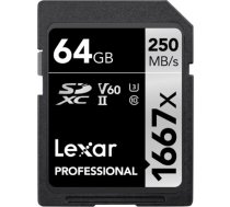 LEXAR atmiņas karte 64GB Professional 1667X UHS-II SDXC (LSD64GCB1667 111207)