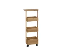 5five Simply Smart 5five Simply Smart Bamboo Narrow Bathroom Stand on Wheels, Bamboo, 4 Levels