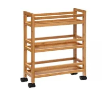 5five Simply Smart 5five Simply Smart Bamboo Bathroom Shelf on Wheels, 3 Shelves, Bamboo