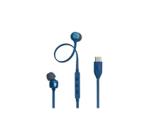 JBL Tune 310C USB Austiņas Vadu Ausīs Zvani / mūzika USB Veids-C Zils