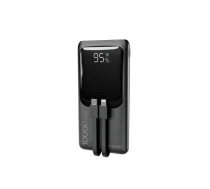 Gembird PB10-PD20-LCD-01 Ātras uzlādes akumulators ar integrētajiem kabeļiem, 20 W, 10000 mAh, melns