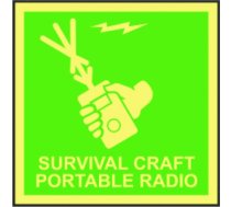 IMO zīme SURVIVAL CRAFT PORTABLE RADIO (150x150 )