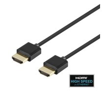 DELTACO tunn HDMI kabelis, HDMI High Speed ar Ethernet, 1m, svart