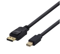 DELTACO DisplayPort līdz Mini DisplayPort kabelis DP 1.2, 2m, svart