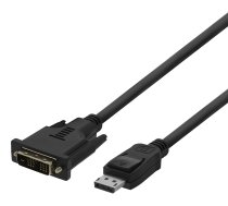 DELTACO DisplayPort līdz DVI monitorkabel, 20-pin ha - ha 3m, svart