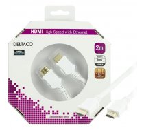 Kabelis DELTACO HDMI-HDMI, 2.0m, balts / HDMI-1020A-K