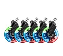 Rubber Casters L33T GAMING 3", rgb light flashing, 5 pcs / 1830183