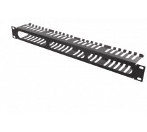 DELTACO 19 "cable panel, 1U, cable handling, black / 19-24