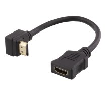 DELTACO elastīgs HDMI adapteris, 0,2 m, leņķisks, HDMI M / F, UHD, melns