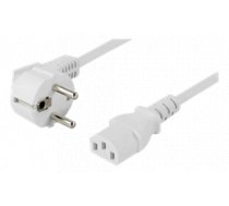 DELTACO cable, angled CEE 7/7 to IEC 60320 C13, 10m, max 250V / 10A, white DEL-111AV