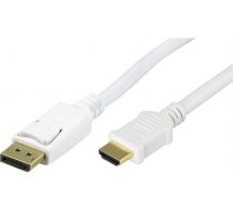 DELTACO DisplayPort to HDMI monitor cable with audio, Ultra HD in 30Hz, 3m, white / DP-3031