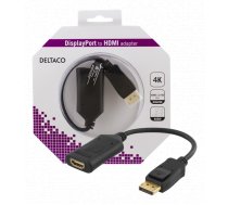 DELTACO DisplayPort to HDMI 2.0b adapter, 4K in 60Hz, active, HDCP 2.2, 3D, 0.1m, black / DP-HDMI32-K