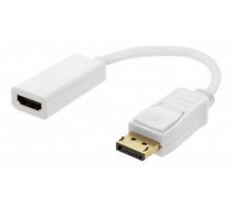 DELTACO DisplayPort male to HDMI female adapter, DisplayPort dual-mode (DP ++), gold-plated, 3840x2160 at 60Hz, 0.2m, white / DP-HDMI44