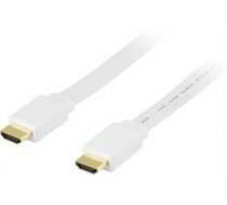 DELTACO flat HDMI cable 4K, UltraHD in 60Hz, 0.5m 19-pin ha-ha, white  HDMI-1005H