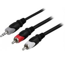 DELTACO Audio kabelis 3,5 mm ha - 2xRCA ha 2m