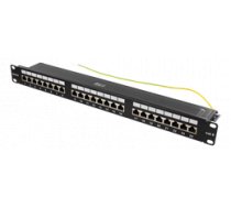 DELTACO STP patch panel, 24xRJ45, Cat6, 10Gbps, Krone terminals, 1U, 19 ", metal, black / PAN-201