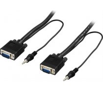 DELTACO monitor cable RGB HD 15ha-ha, without pin 9, with 3.5mm audio, 2m, black  / RGB-7B