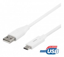 DELTACO USB 2.0 kabelis, C tips - A tipa vīrietis, 0.5m, balts