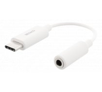 DELTACO USB-C līdz 3,5 mm sieviešu, 10 cm, mazumtirdzniecības iepakojums, aktīvs, balts