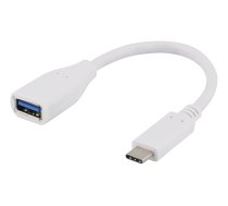 DELTACO USB adapteris, USB 3.1 C tipa vīrietis - A tipa sieviete, Gen 1, balta