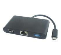 USB dock C, HDMI, RJ45, 1xUSB Type A, C USB port for charging,3.5mm, black  AD-BK-3237-170 / USBC-1267