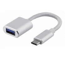 DELTACO USB-C 3.1 to USB-A OTG adapter, 3A, aluminum, silver / USBC-1278