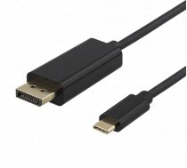 DELTACO USB-C to DisplayPort kabelis, 2m, 4K @ 60Hz, melns