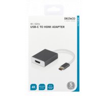 DELTACO USB-C - HDMI, 4096x2160 60Hz, 0.2m, telpas pelēks